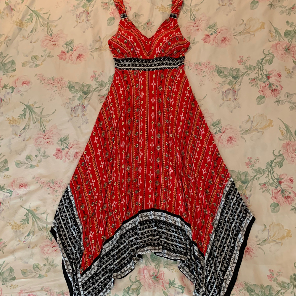 American Rag Printed Handkerchief-Hem Maxi Dress